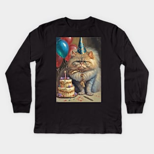 Persian Cat Birthday Card Kids Long Sleeve T-Shirt